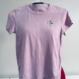 Aritzia Sunday Best Lilac T-Shirt with Embroidered Flower